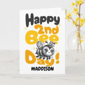 Happy Second Bee Day Birthday Honey Bee Kaart (Gele Bloem)