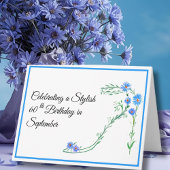 Happy September 60e Verjaardag Blauwe Aster Bloeme Kaart