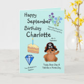 Happy September Birthday Folded Greeting Card Kaart (Gele Bloem)