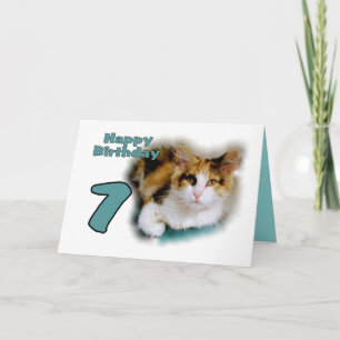 Happy Seventh Birthday Calico Cat Kaart