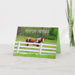 Happy Seventh Birthday Paint Horse Kaart