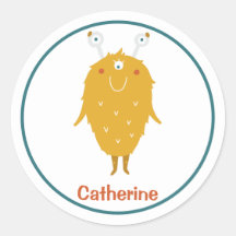 Happy shaggy oranje monster drie oogballen