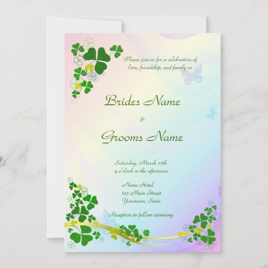 Happy Shamrock Wedding Uitnodiging (Voorkant)