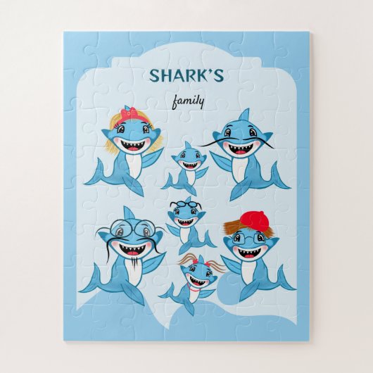 Happy Shark Family Legpuzzel (Verticaal)