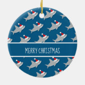 Happy Shark Pattern Merry Kerstmis Ornament (Achterkant)