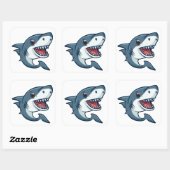 Happy Shark Vierkante Sticker (Vel)