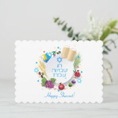 Happy Shavuot - Texte hébreu, Carte de Fête juive (Debout devant)