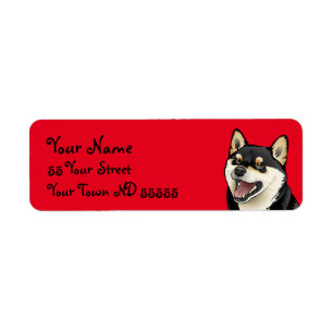 Happy Shiba Inu Dog Japanse Adresetiketten Etiket