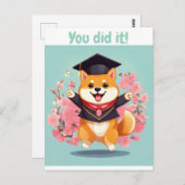 happy shiba inu graduation - carte de graduation (Devant / Derrière)