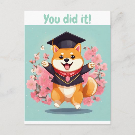 happy shiba inu graduation - carte de graduation (Devant)