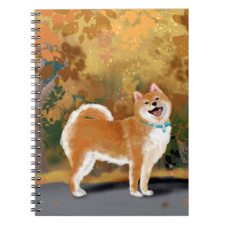 Happy Shiba Inu Lachend in het mooie najaar Notitieboek