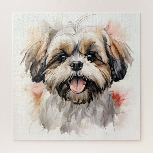 Happy Shih-tzu Puppy Inkt Portret Legpuzzel (Verticaal)