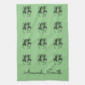 Happy Silhouette Dancers Green Theedoek (Verticaal)