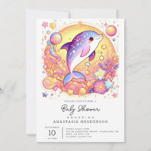 Happy Simple Dolphin Baby shower Kaart