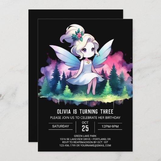 Happy Simple Fairy Verjaardag Kaart (Voorkant / Achterkant)