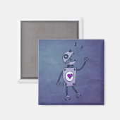 Happy Singing Retro Robot Magneet (Voorkant / Achterkant)