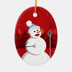 Happy Singing Snowman-kersttekst Keramisch Ornament
