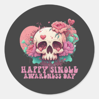 Happy Single Awareness Day Valentijnse schedel Ronde Sticker