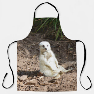 Happy Sitting White Meerkat, full print Schort