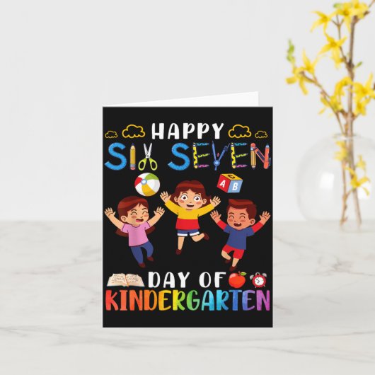 Happy Six Seven Day Of Kindergarten Student Back T Kaart (Gele Bloem)