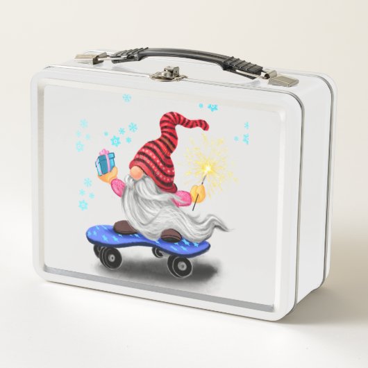 Happy Skater Gnome met Gifts en Sparkler - Grappig (Voorkant)