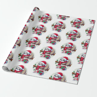 Happy Sleepy Christmas Sloth Cadeaupapier