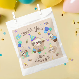 Happy Sloth Birthday Party Thank You Bedankzakje