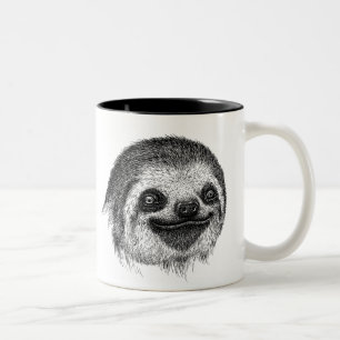 Happy Sloth Face Tweekleurige Koffiemok