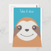 Happy sloth-gezicht briefkaart (Voorkant / Achterkant)