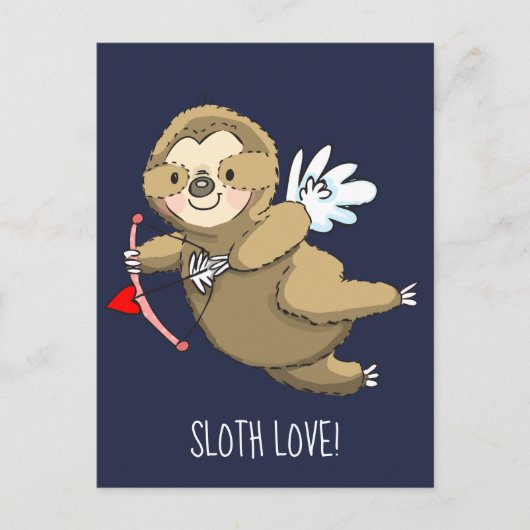 Happy Sloth Love Valentijn Cupid Briefkaart (Voorkant)