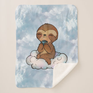 Happy Sloth op een cloud Sherpa Deken