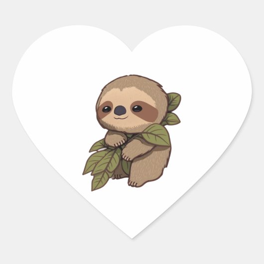 Happy Sloth Tekening Leafy Sticker (Voorkant)