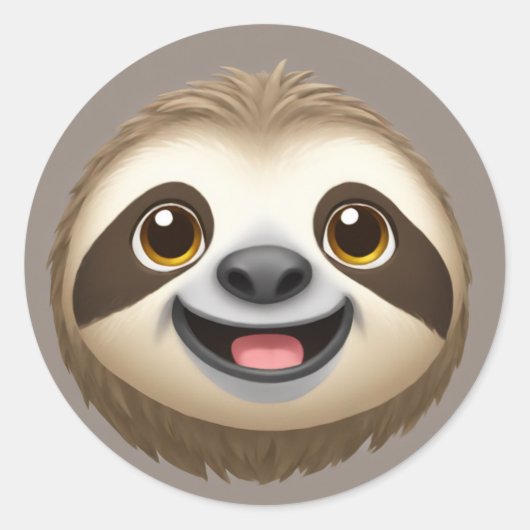 Happy Sloth Vibes Ronde Sticker (Voorkant)