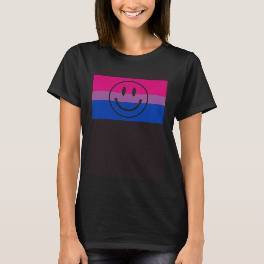 Happy Smile Face Gay Bisexual Pride Flag Queer T-shirt (Voorkant)