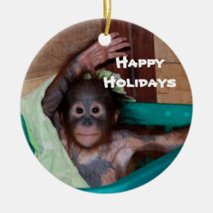 Happy Smiling Animal Baby Holiday Keramisch Ornament