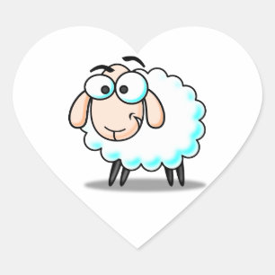 Happy Smiling Cartoon Sheep Hart Sticker
