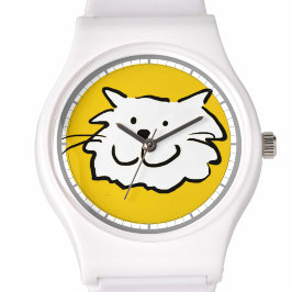 Happy Smiling Cat als Fun Cartoon Illustratie Horloge