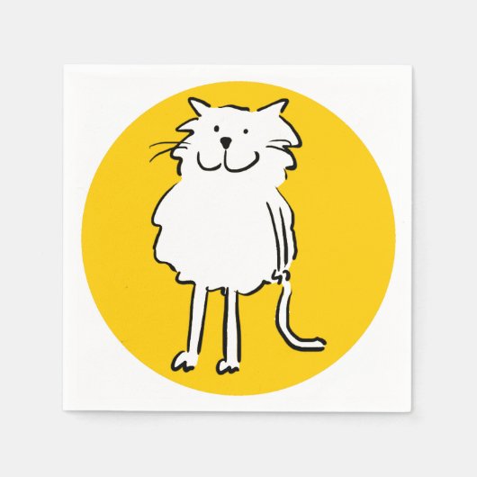 Happy Smiling Cat als Fun Cartoon Illustratie Servetten (Voorkant)