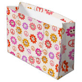 Happy Smiling Flowers-patroon met vredestekens Groot Cadeauzakje (Achterkant Gekanteld)