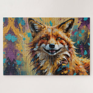 Happy Smiling Fox - verf spatten Legpuzzel