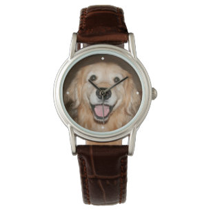 Happy Smiling Golden Retriever Dog Horloge