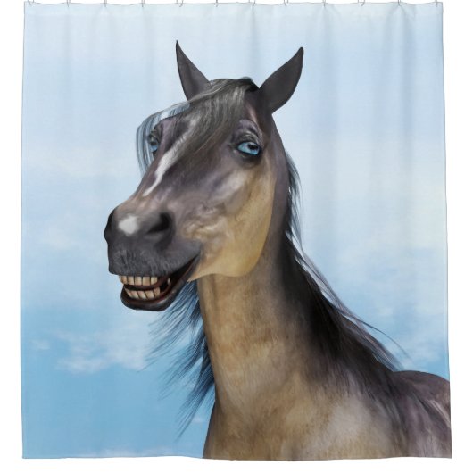 Happy Smiling Grulla Horse Douchegordijn (Voorkant)