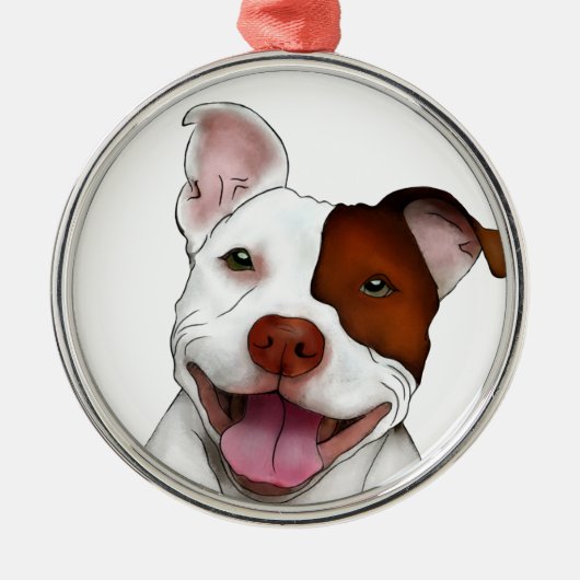 Happy Smiling Pitbull Metalen Ornament (Voorkant)