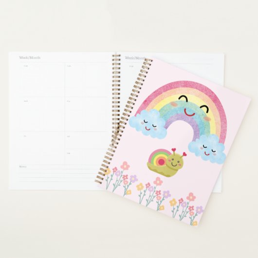 Happy Smiling Rainbow with Cute Snail & Fluffy Planner (Display)