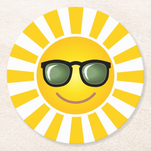 Happy Smiling Sun Ronde Kartonnen Onderzetter (Voorkant)