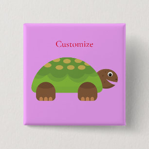 Happy Smiling Turtle Thunder_Cove Vierkante Button 5,1 Cm