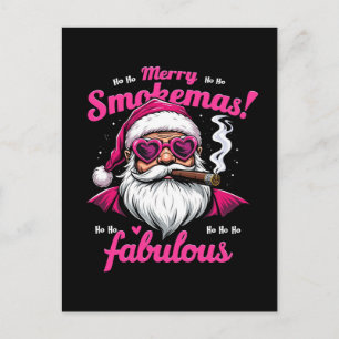 Happy Smokemas Funny Santa met Grote Sigaar Feestdagenkaart