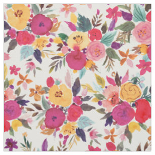 HAPPY SNAPPY Colorful Floral Waterverf Fabric Stof