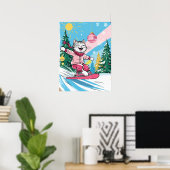 Happy Snowboarding Cat Poster (Thuiskantoor)