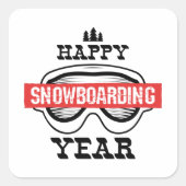 Happy Snowboarding Year Vierkante Sticker (Voorkant)